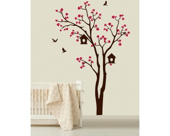 Large Tree Wall Decal Baby Nursery Wall Decals Birds Birdhouse Cute Wall Mural 